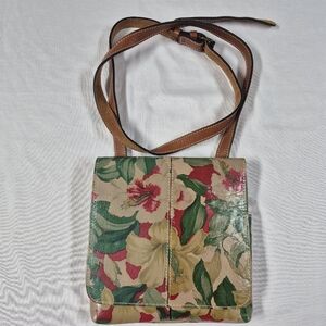 PATRICIA NASH Multi-Color Floral Print Italian Leather Crossbody Handbag